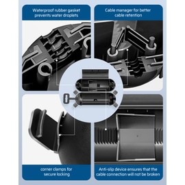 DEWENWILS 6-Pack Outdoor Extension Cord Safety Cover, Water-Resistant Seal Housing with 4 Latches, Adjustable Compartment for AWG 12/14/16 Cords, Protect Holiday Decoration Lights and Plugs, Black