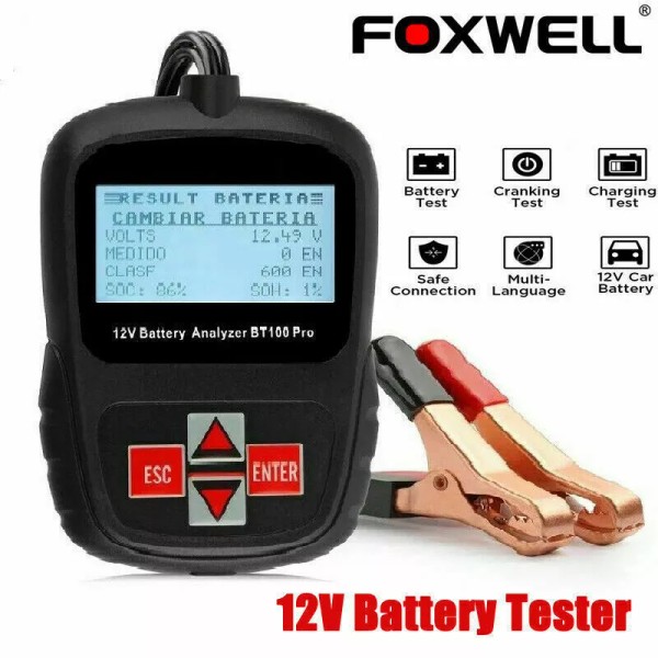 FOXWELL BT100 Pro 12V Car Battery Tester AGM GEL Charging