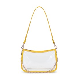 Leanoria Clear Tote Bag Stadium Approved Clear Purse PVC Handbag Retro Classic Transparent Bag for Concert, Yellow, Medium