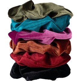 Rainspire Big Velvet Scrunchies for Women, Soft Hair Ties and Accessories, Suitable for All Types, 6 Pack (Dark Color)