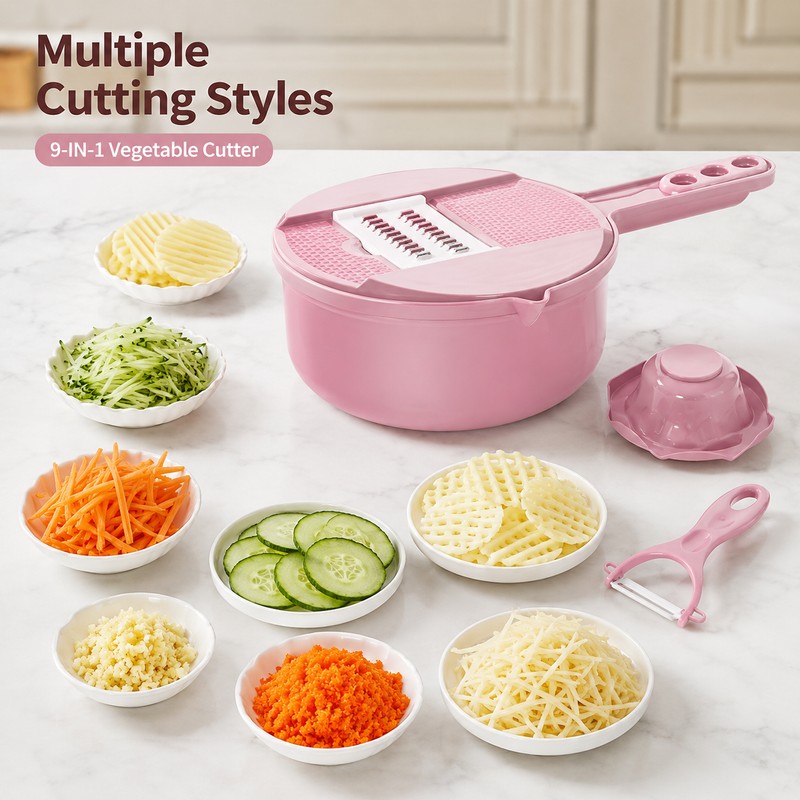 9-in-1 Vegetable Cutter for Kitchen – Multi-Function Slicer, Shredder and