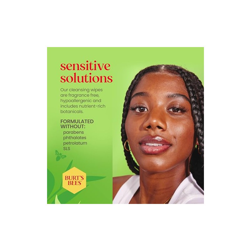 Burts Bees Sensitive Facial Cleansing Towelettes with Cotton Extract, 30