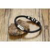Men's Football Soccer Ball Charm on Braided Genuine Leather Bangle