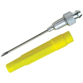 LUMAX LX-1416 Silver 18G 2 1/2" Long Stainless Steel Grease Injector Needle with Cap, Ideal for Lubricating in Very Tight Places Like Sealed Bearings and Universal Joints