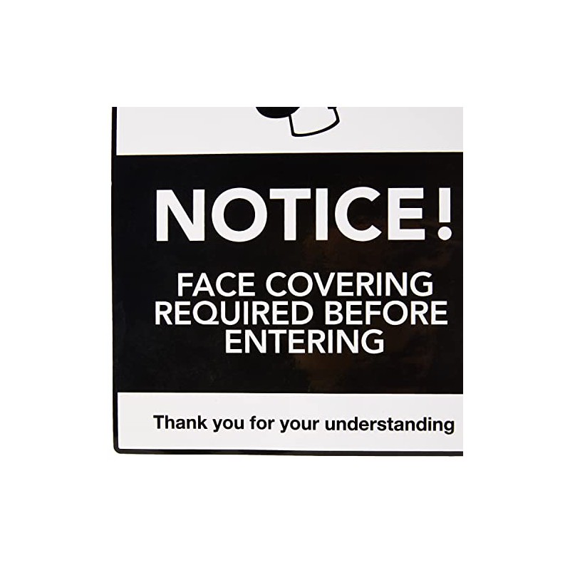 Caledonia Signs 28585H Notice! Face covering required before entering