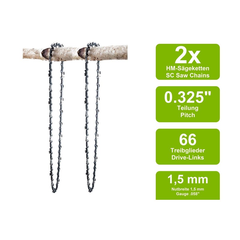 Powermat 2X Saw Chains + 1 Blade Suitable For 4HP49