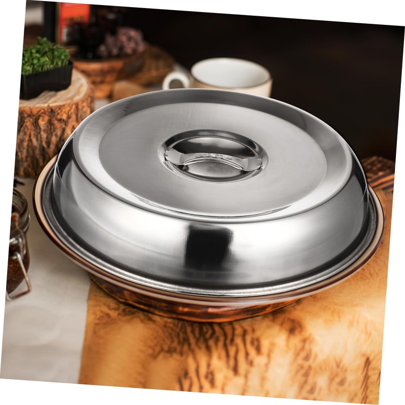 WOONEKY 2Pcs Stainless Steel Food Covers for Steak Oilproof Dish