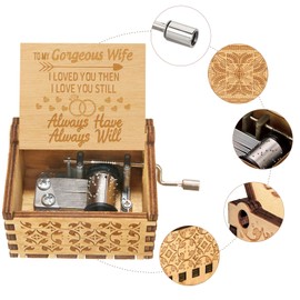 Music Box Gift for Wife - Anniversary Birthday Romantic Gift for Queen Girlfriend Hand Crank Music Box Play You are My Sunshine