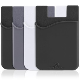 SHANSHUI 4-in-1 Phone Card Holder: Premium Silicone Wallet for ID, Drivers License, Credit Cards - Fits All Mobile Phones