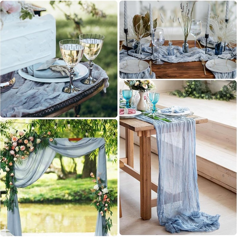 3 Pack Cheesecloth Table Runner, Table Decor Romantic Wedding Runner