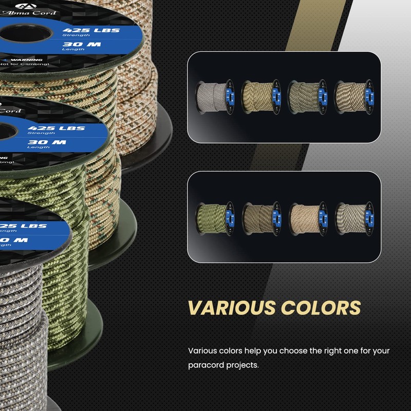 Abma Cord Paracord 425 lbs 3mm 100% Nylon 30M -