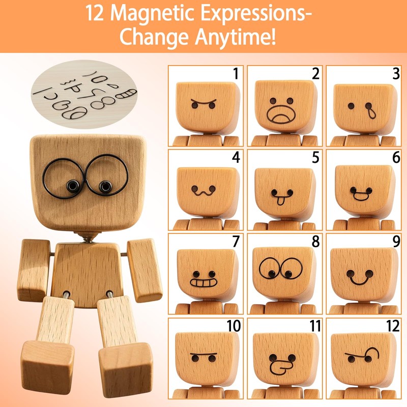 SurPse Shaking Wooden Man Figurine, Wooden Man with Wobbly Legs,