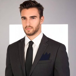 The Tie Co™ Premium Pocket Square – Matte Satin Handkerchief for Men, 29x29cm, Classic Formal Hanky for Suit, Wedding, Business (Navy Blue)