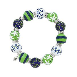Kate & Macy Clementine Design Blue & Green Dream Bracelet Painted Glass Beads Rhinestones