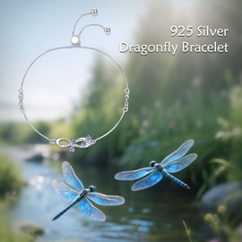 CUPENDA Dragonfly Bracelets for Women S925 Sterling Silver Dragonfly Jewelry Birthday Gifts for Friends Sister