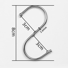 CALLYSONIC Pack of 10 S hooks, large, 8 cm hooks for hanging, stainless steel double hooks, hooks for hanging, suitable for kitchen, balcony, bathroom, bedroom and office