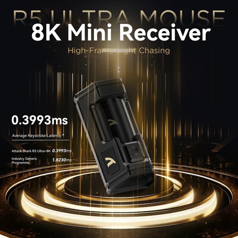 ATTACK SHARK R5 Ultra 8KHz Carbon Fiber Wireless Gaming Mouse