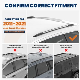 KUIPERAUTO 165lbs Aluminum Roof Rack Cross Bars Compatible for 2011-2021 Jeep Grand Cherokee with Grooved Side Rails Rooftop Luggage Carrier Rack for Bike Canoe Kayak Cargo Box