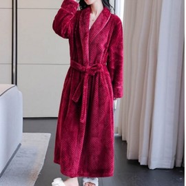 Unisex homewear, warm length, generous shower gown, nightgown, cozy, waist strap adjustment 02.Charcoal/FREE90-105