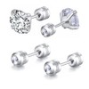 2 Pairs Stud Earrings Set, Hypoallergenic Cubic Zirconia 316L Stainless