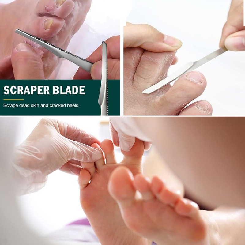 AKOAK 5 Pcs Stainless Steel Scraper Multifunctional Professional Pedicure Tools