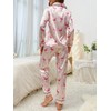 WDIRARA Women's 2 Piece Satin Sleepwear Flamingo Animal Print Button