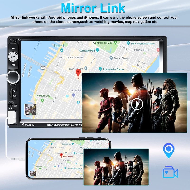 Double Din Car Stereo 7” Touch Screen Car Radio with