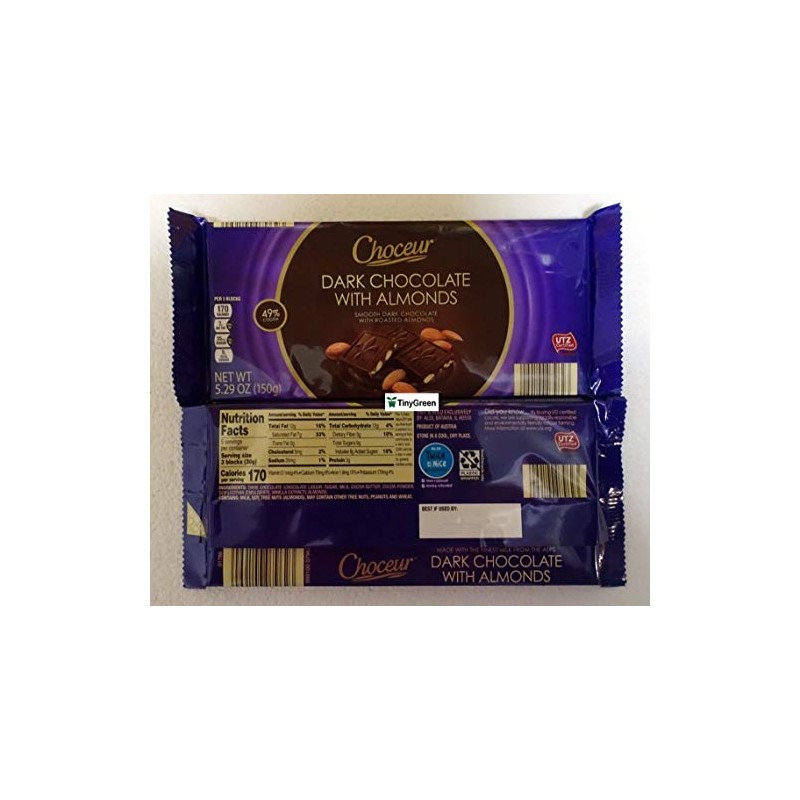 Choceur Dark Chocolate with Almonds Smooth Dark Chocolate with Roasted