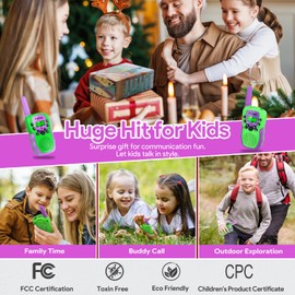 Vvinca Walkie Talkies for Kids Rechargeable, Spider Toys for Ages 3 4 5 6 7 8 9 10 Boys Girls Christmas Birthday Gifts for 3-12 Year Old, 2 Way Radio 22 CH VOX Long Range Walkie Talkie with Flashlight