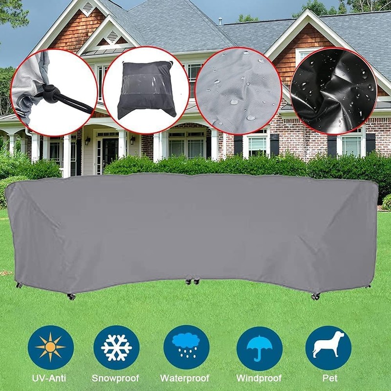 UCARE Curved Sofa Cover Outdoor Couch Sectional Protector Waterproof Half
