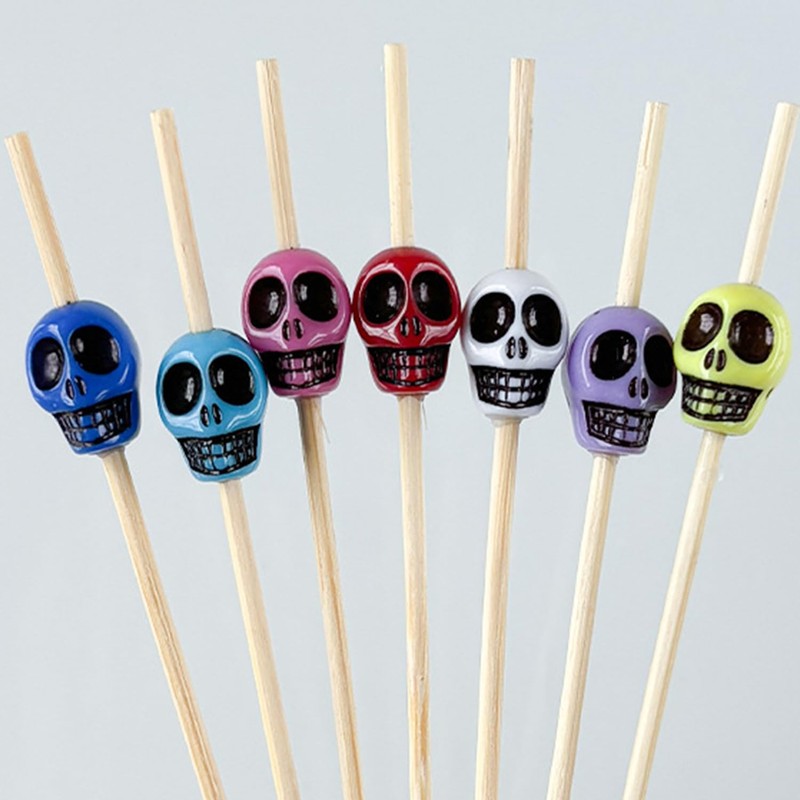 200 Pieces Skull Toothpicks Cocktail Picks Chopsticks Cocktail Picks Decorations