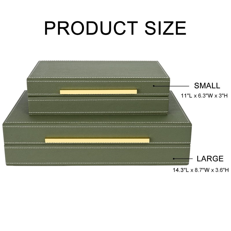 ZIKOUL Green Shagreen box Set of 2 Faux Leather Decorative