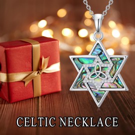 POTOPYY Abalone Star of David Necklace for Women Sterling Silver Celtic Knot Necklace Magen David Pendant Star of David Jewelry Christmas Gifts for Women Wife Mom Sister Friend