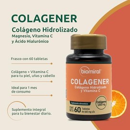 Biomiral Colagener Suplemento Alimenticio Colágeno Hidrolizado Vitamina Tabletas 660 1000 Piel Cabello Articulaciones Libre Ogm
