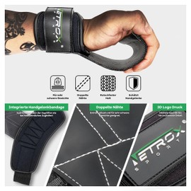Netrox Sports Hyper Grips Fast Lifting Straps Strength Training Leather - Fitness Lifting Straps for Deadlifts, Deadlift, Bodybuilding & Gym - Wrist Protection, Grip Lifting Aid - for Men & Women