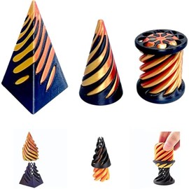 3 PCS 3D Printed Spiral Cone Fidget Toy, The Impossible Pyramid Passthrough Sculpture, The Impossible Cone Fidget Toy, ADHD Fidget Toys, Mini Stress Relief Desktop Decorations Toy for Kids Adult Gift