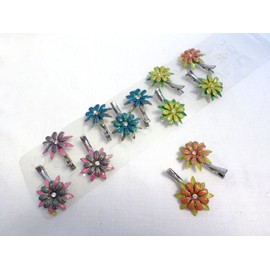 Colorful Hair Barrettes - 36 Pieces (Sparkle Bright Flower Hair Clips)