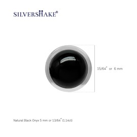 Silvershake 5mm Petite Genuine Round Shape Black Onyx White Gold Plated 925 Sterling Silver Stud Earrings