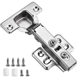 Kimdot Full Overlay 35mm Cup European Hidden Hinge Clip-on Plate for Easy Installation Kitchen,Bathroom Heavy-Duty Frameless Soft Close Hinge Four Hole Mounting Plate Hinges 2PCS