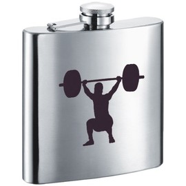 Visol "Weight Lifting" Stainless Steel Hip Flask, 6-Ounce, Satin Finish, Chrome