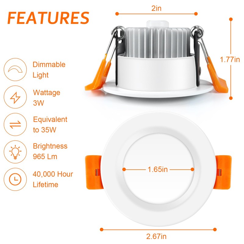 inShareplus 6 Pack 2 Inch LED Recessed Lighting, Downlight Dimmable