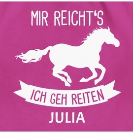 Geschenk mit Namen personalisiert by Shirtracer - Gym Bag Backpack - Horse Horse - Mir reichts ich geh reiten, 03 Fuchsia