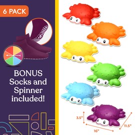 Special Supplies Crab Stepping Stones for Kids Indoor and Outdoor Balance Blocks Promote Coordination, Balance, Strength Child Safe Rubber, Non-Slip Edging (Multi-Color, 6)