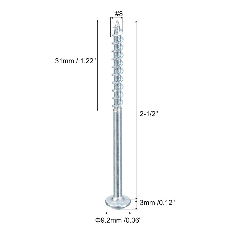 sourcing map #8x2-1/2" Pocket Hole Screws, 200pcs Square Drive Self