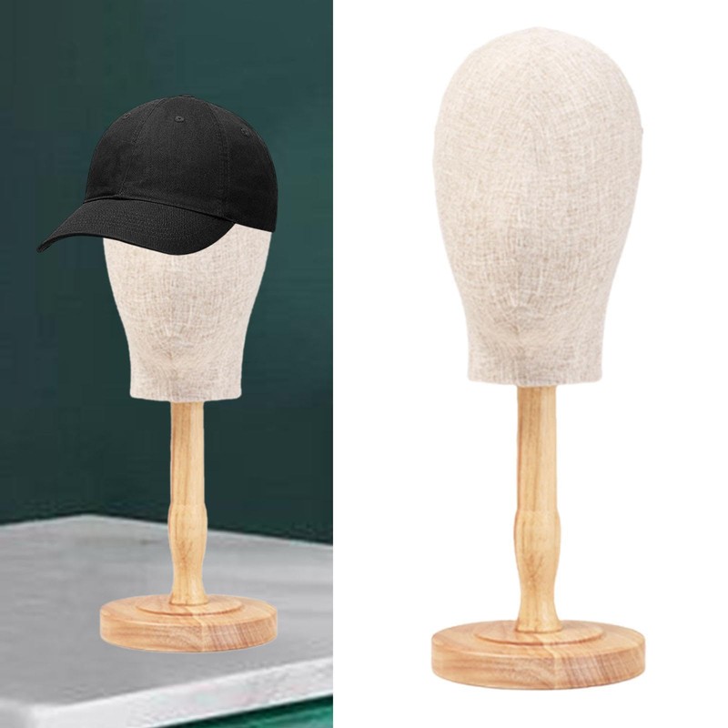 Milageto Mannequin Head Model Hat Display Stand Wooden Support Versatile