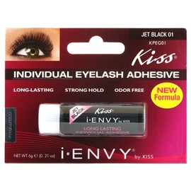 KISS iENVY Individual Cluster Lash Glue, Strong Hold Individual Lash Adhesive, Waterproof Long-Lasting Individual Lash Glue, Jet Black (3 Pack)
