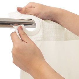 No Hooks Required Waffle Weave Shower Curtain with Snap in Liner - 71W x 74H,Hotel Grade,Spa Like Bath Curtain,Cream