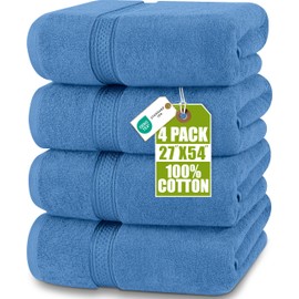 Utopia Towels 4 Pack Premium Bath Towels Set, 27 by 54 Inches, 100% Ring Spun Cotton 600GSM, Lightweight and Highly Absorbent Quick Drying Towels, Perfect for Daily Use, Electric Blue
