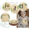 7 Pcs Wooden Baby Monthly Milestone Cards Set,Double-Sided Monthly Newborn