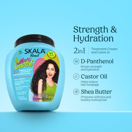 SKALA Expert Mais Cachos 2 in 1 Treatment Cream & Leave In Conditioner for Curly Hair, Vegan Hair Mask, Shea Butter & Castor Oil, Deep Hydration Mask, Softening & Smoothing, Anti Frizz Formula, 1000g